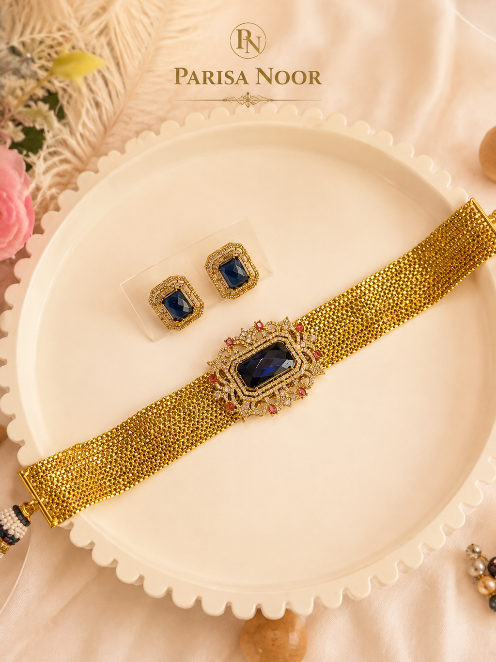 Nayzara Royal Sapphire Designer Choker Set