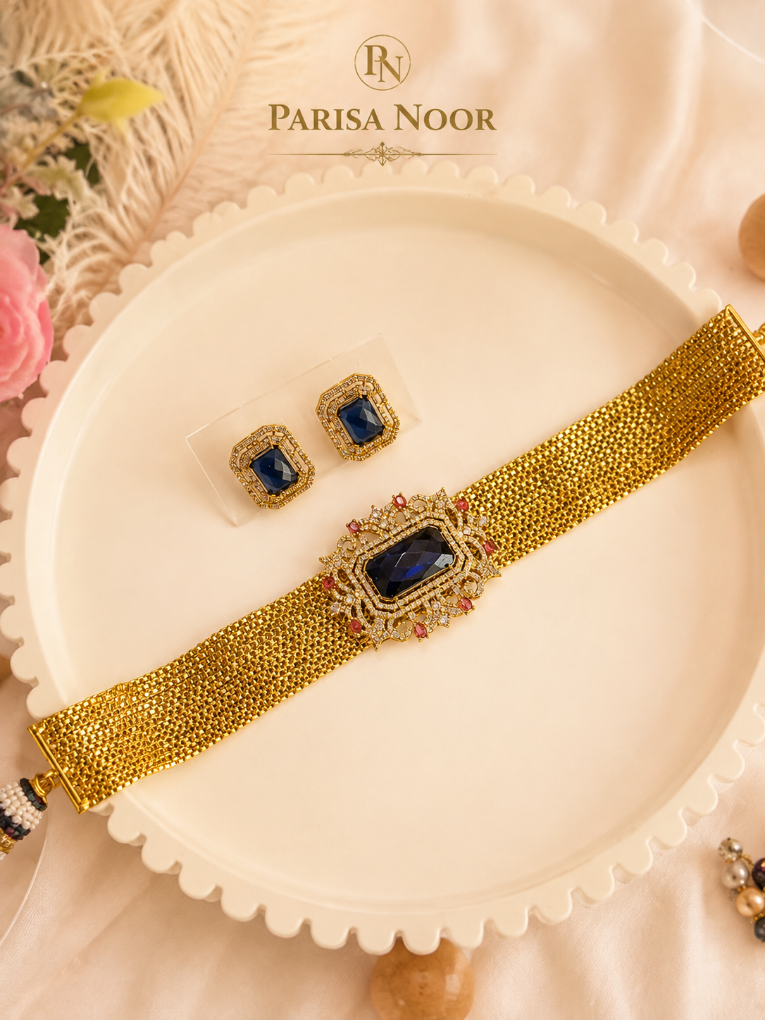 Nayzara Royal Sapphire Designer Choker Set