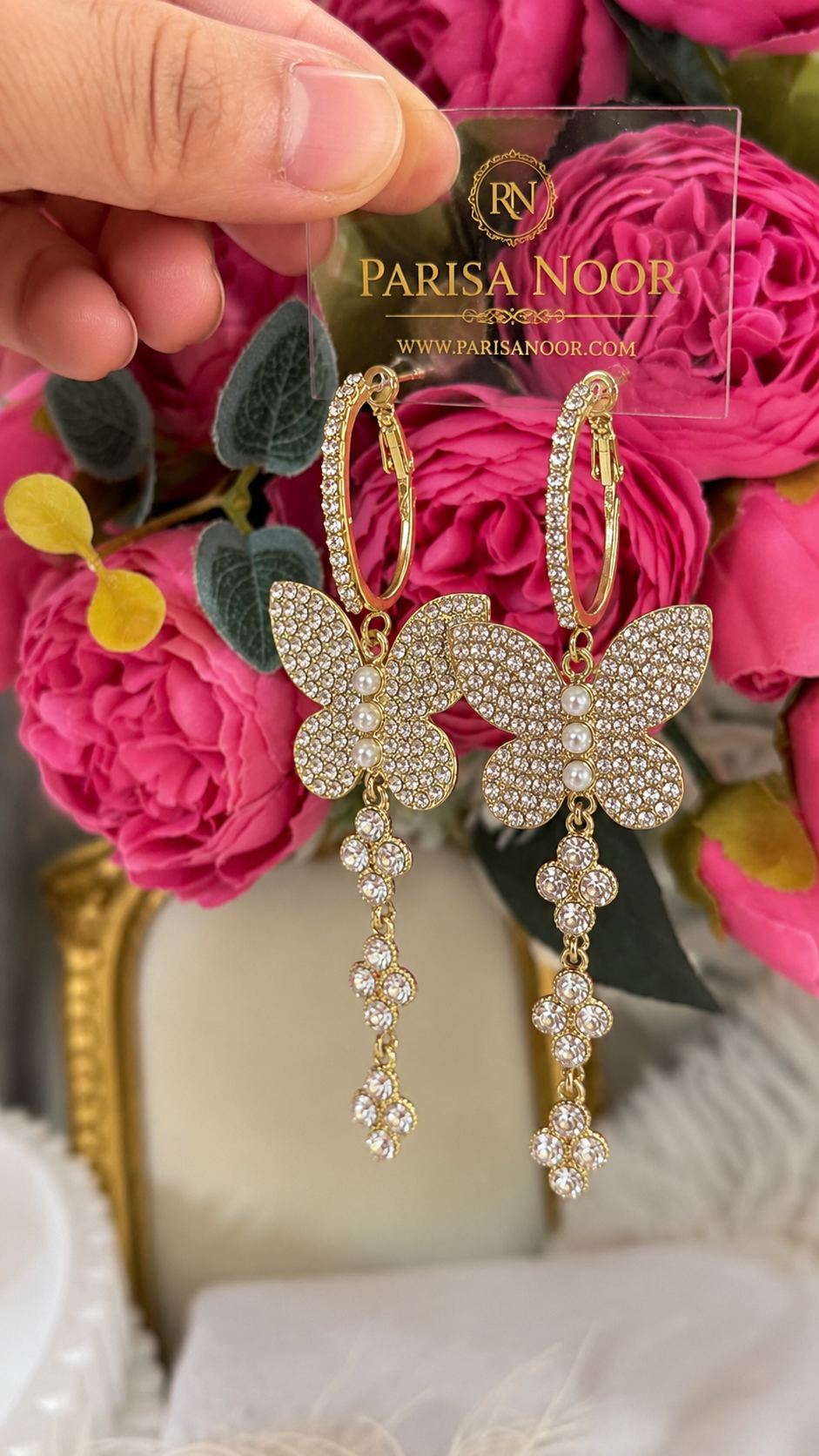 Seraphina Crystal Butterfly Drop Earrings – Clearance Sale
