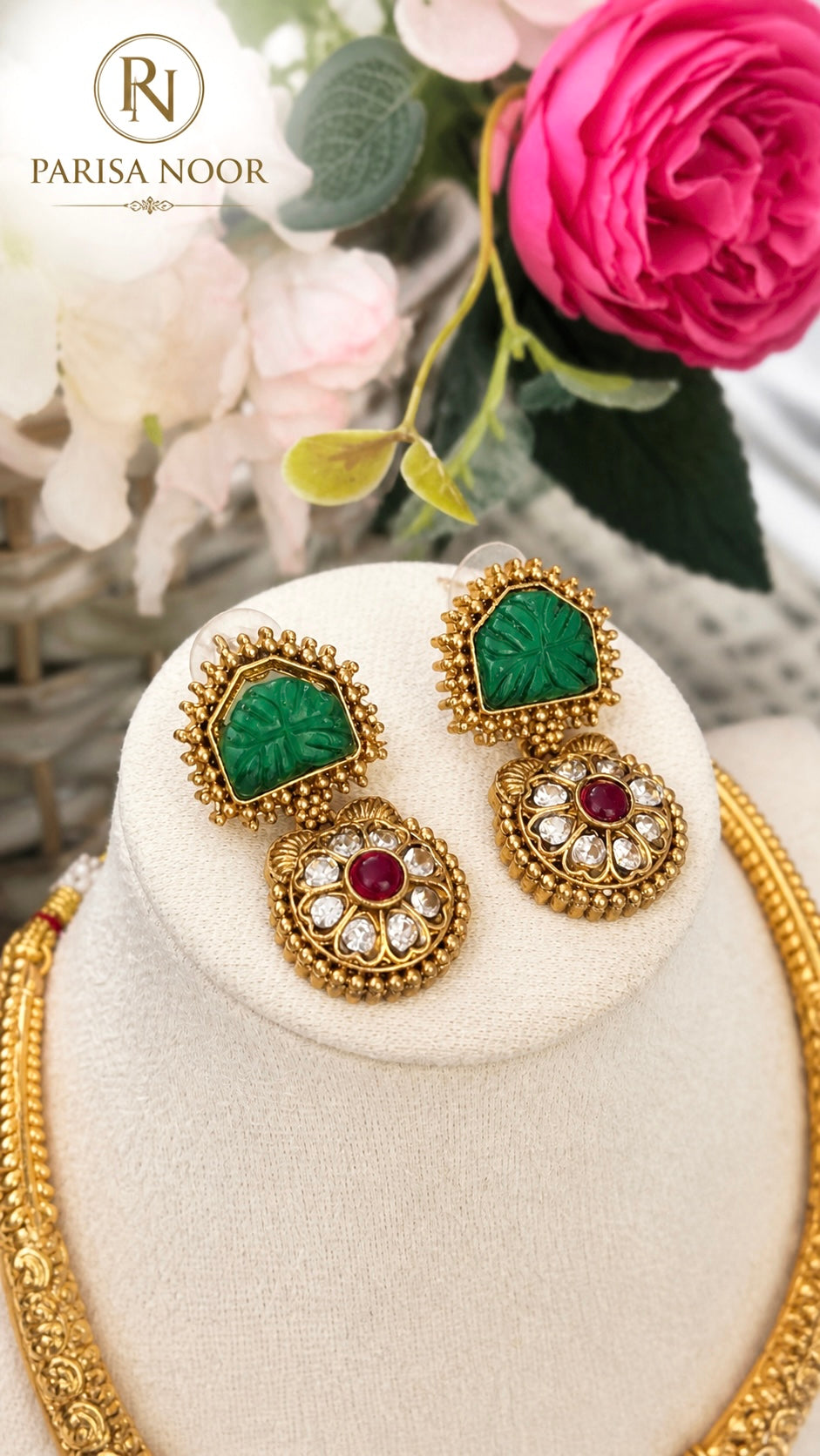 Mehraab Emerald Designer Hasli Necklace Set
