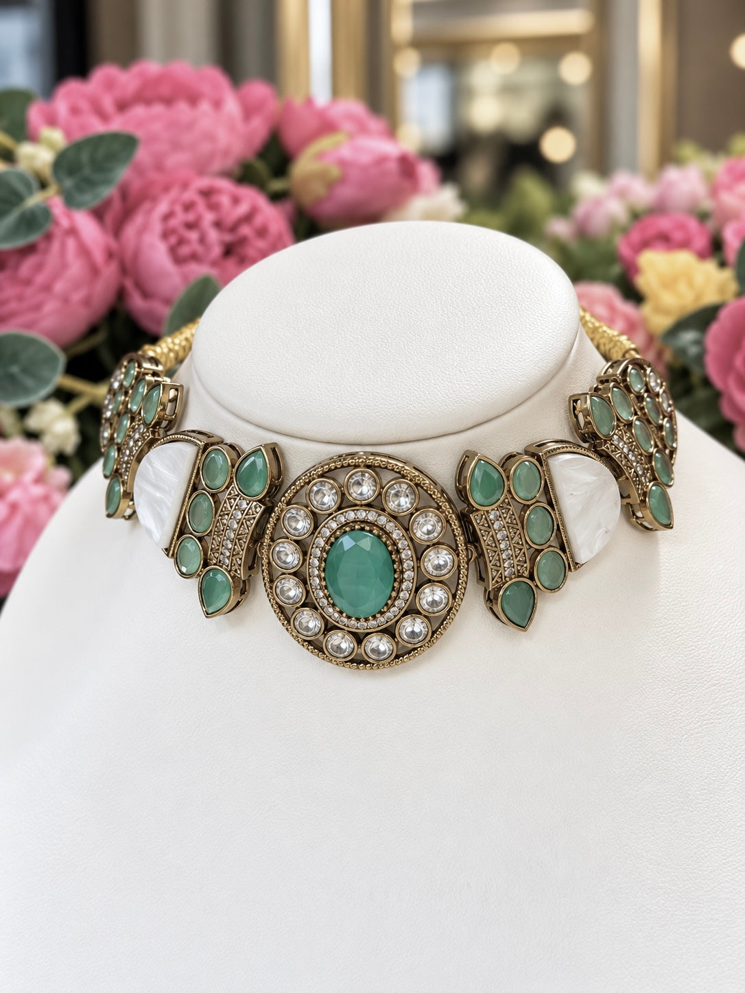 Rosalie Mint Green Designer Choker Set