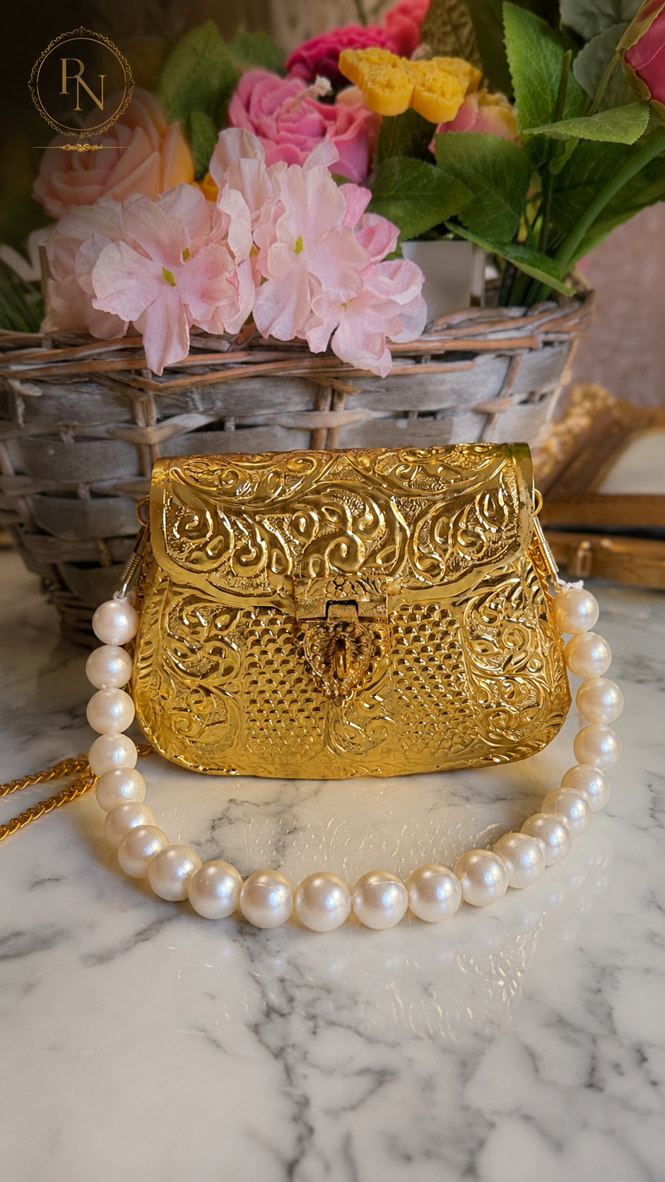Yasmin Luxury Gold Brass Mini Clutch