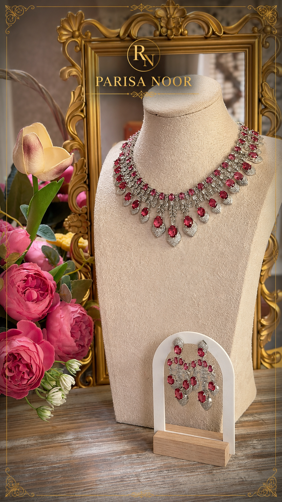 Ruby Royal Moissanite Necklace Set