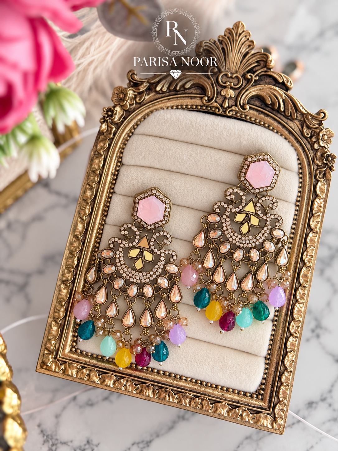 Nivara Designer Chandbali Statement Earrings