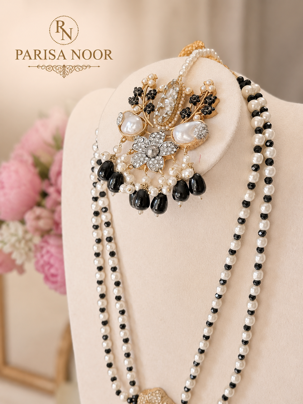 Leyla Black & Gold Turkish Statement Necklace Set