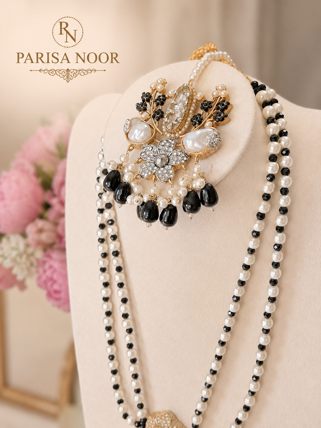 Leyla Black & Gold Turkish Statement Necklace Set