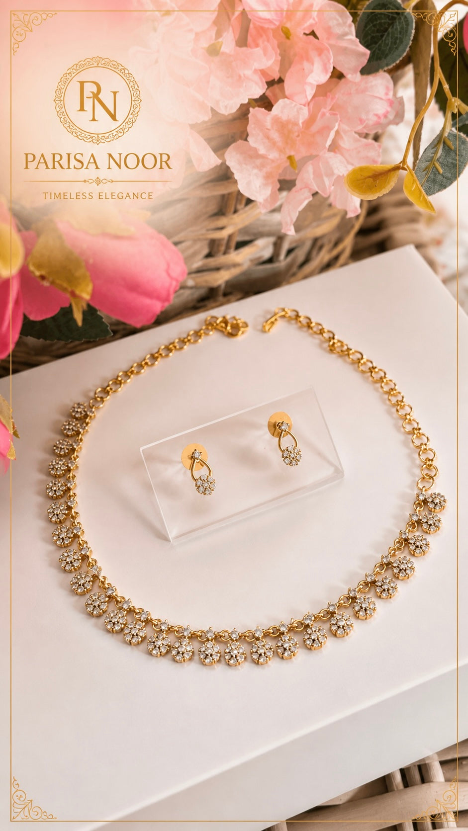 Elara Flower Diamond Necklace Set