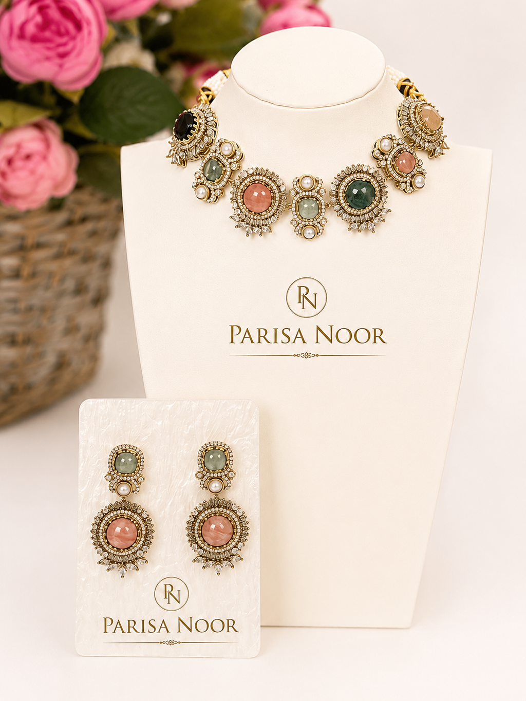 Meherbani Pastel Luxury Designer Necklace Set