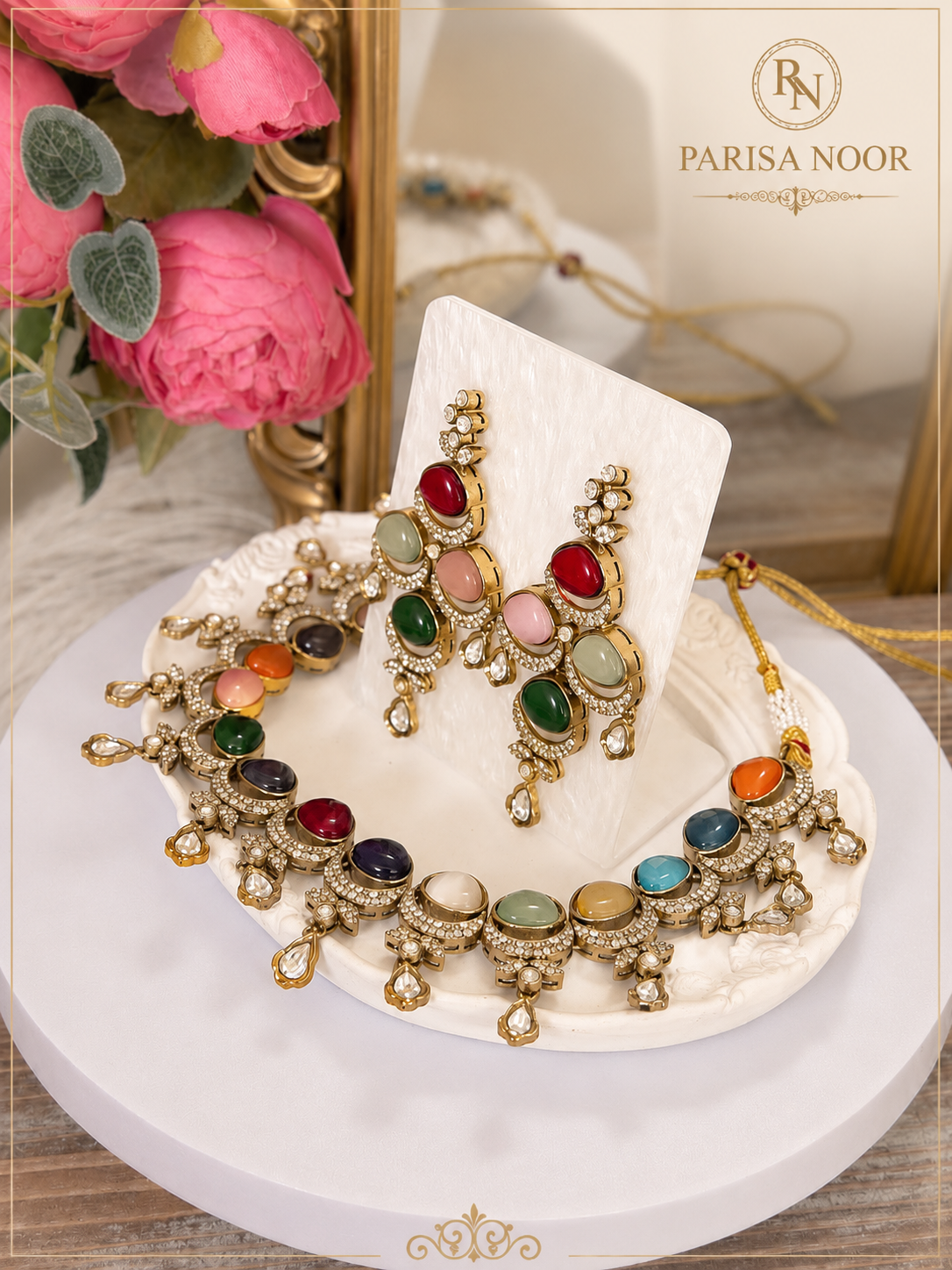 Sharvari Victorian Polki Multi Kundan Necklace Set
