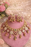 Riyasaat Ruby Green Heritage Necklace Set with Earring