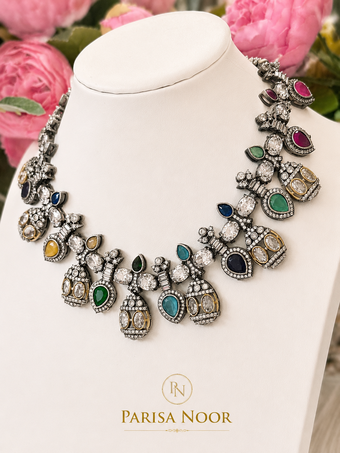 Rangrez Multicolour Luxury Designer Necklace Set