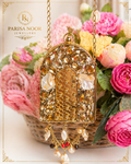 Eloine Mini Mother of Pearl Brass Clutch Square Gold