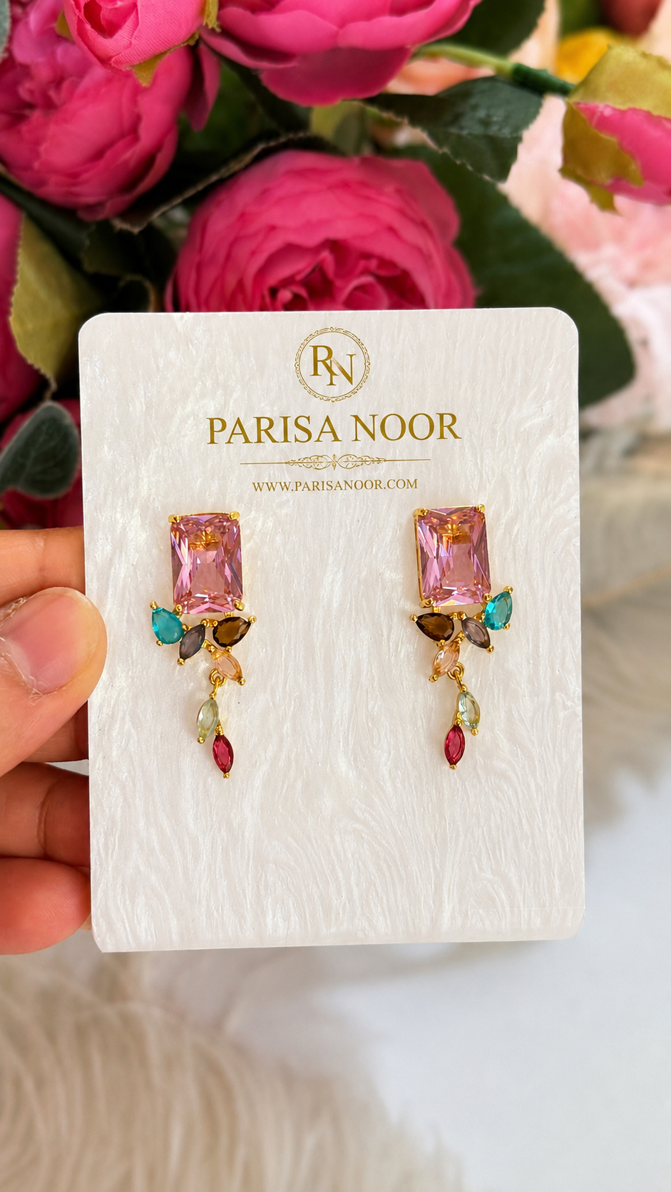 Elowen Pastel Crystal Drop Earrings