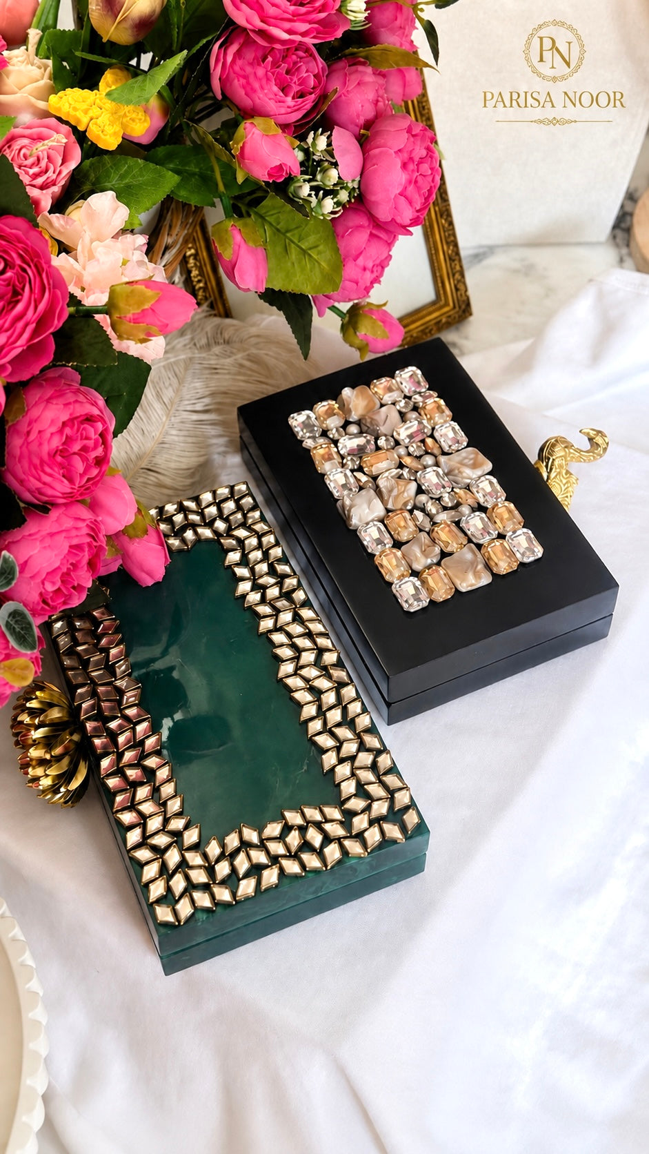 Nina Black Emblished Resin Clutch