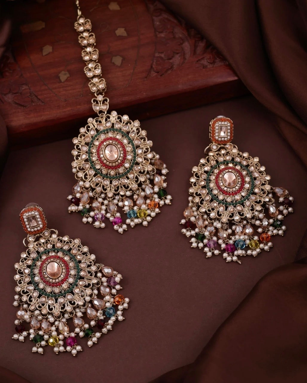 Rivaaz Multi Punjabi Pakistani Teeka Chandbali Set