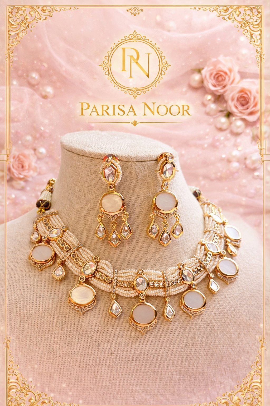 Moni Luxury Moissanite Mother of Pearl Necklace Set