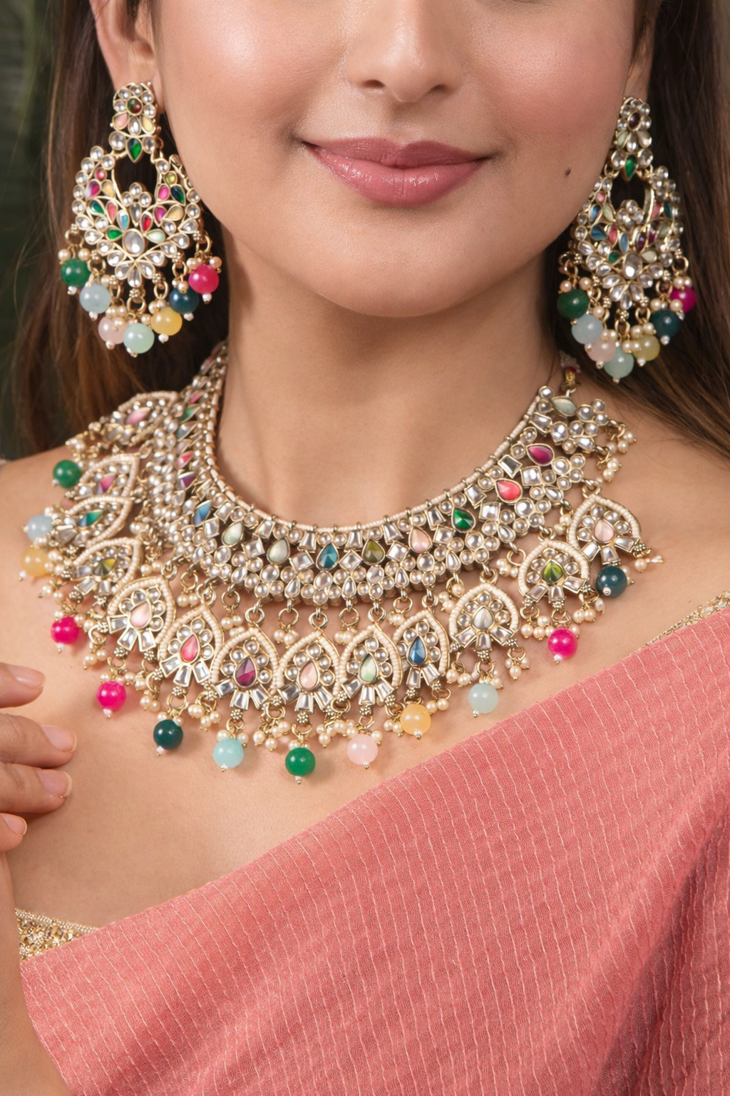 Sanvi Multi Kundan Premium Necklace Set