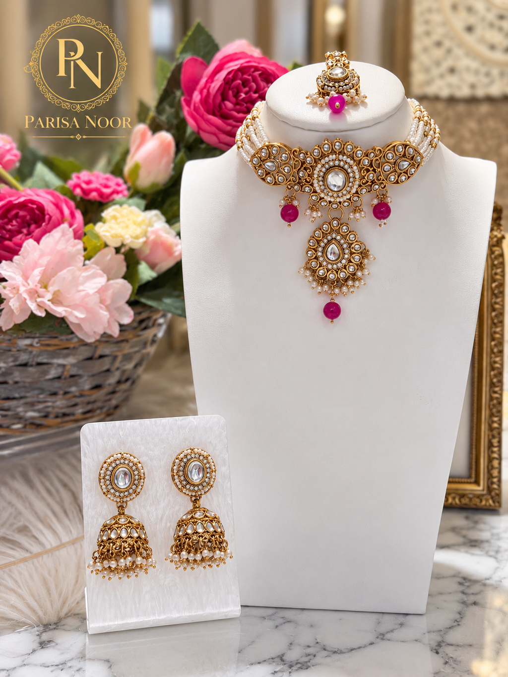 Gulbadan Pearl Kundan Choker Set