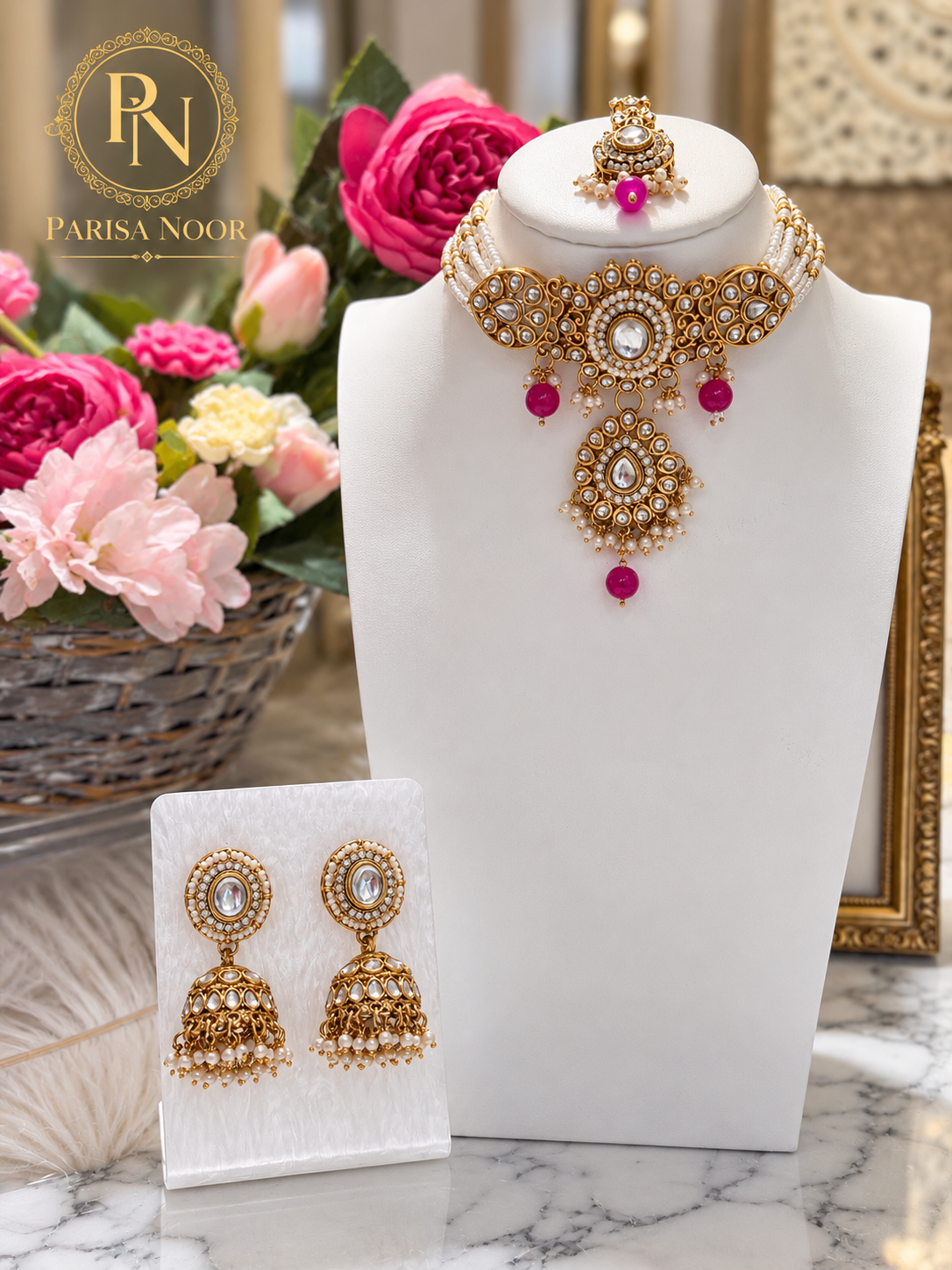 Gulbadan Pearl Kundan Choker Set
