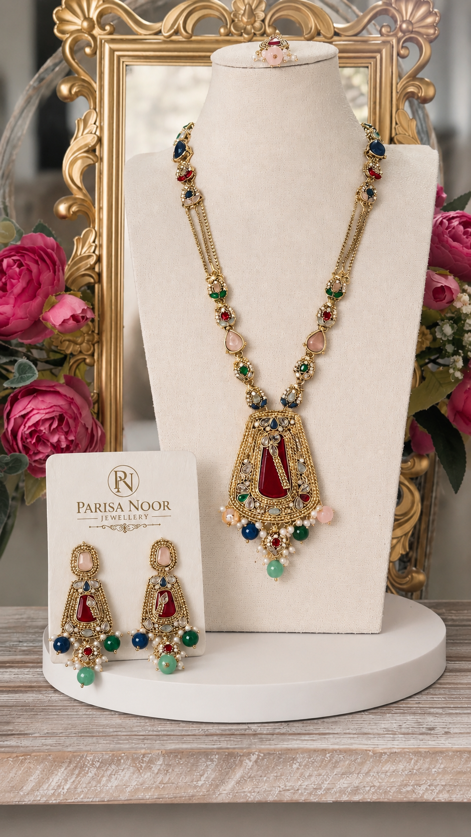 Mahveen Turkish Multicolour Long Necklace Set
