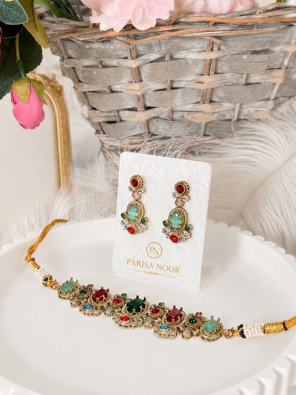 Ameera Multicolour Designer Choker Necklace Set