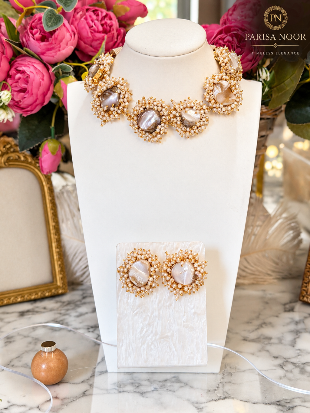 Nayeli Pearl Blossom Designer Necklace Set