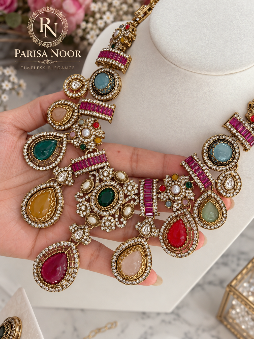 Zarvika Sabya Multicolour Designer Necklace Set