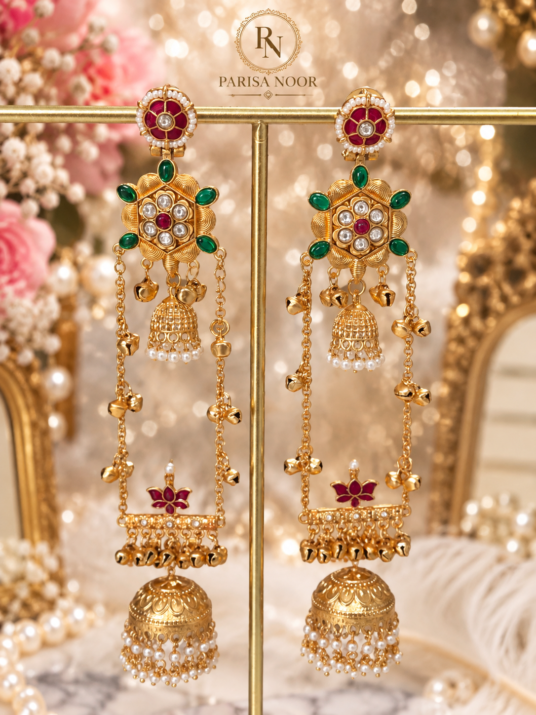 Tarunika Kashmiri Long Ghungru Jhumka Earrings