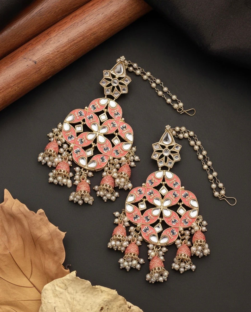Liana Coral Designer Earring with Sahara