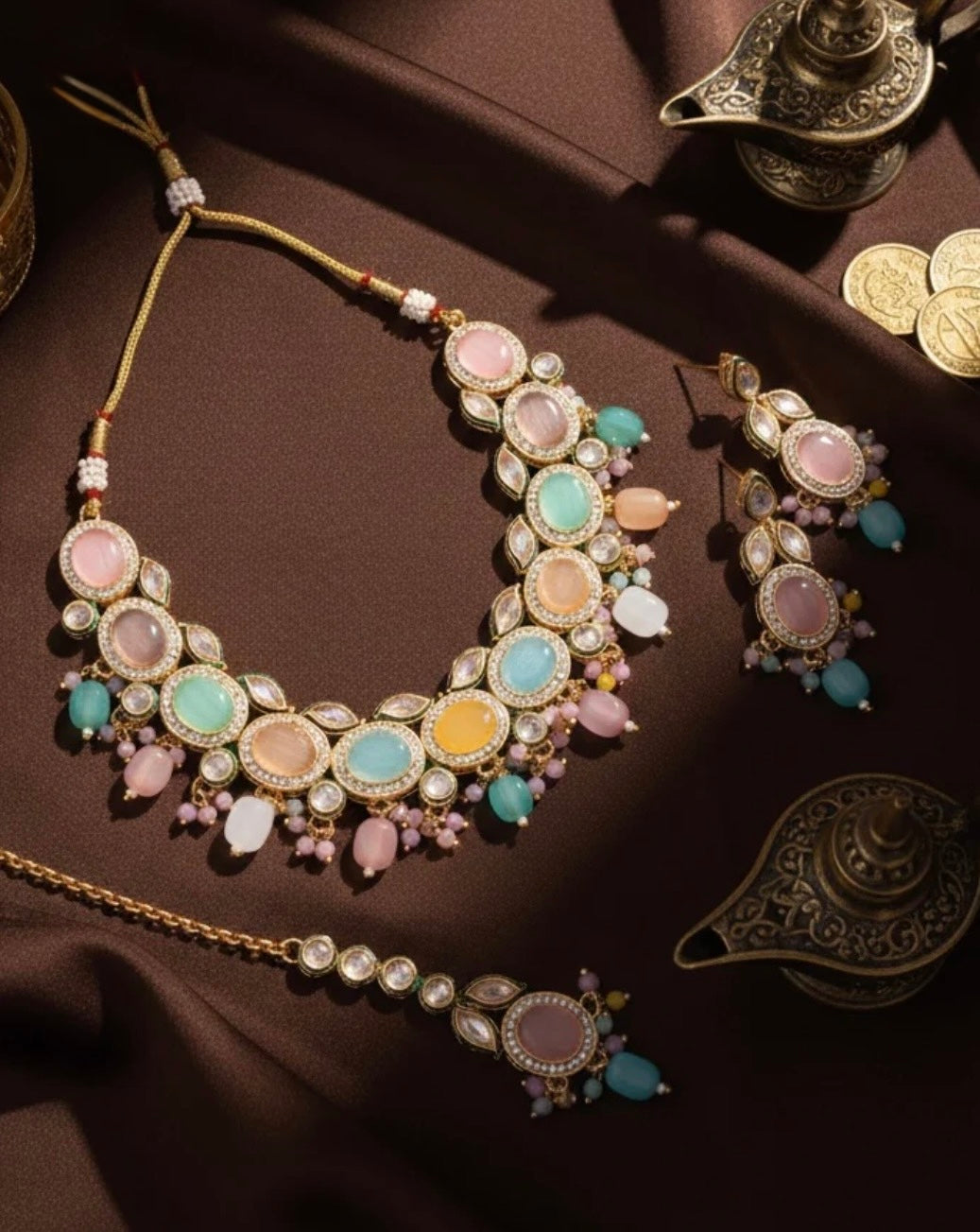 Zeefaa Pastel Multi Premium Necklace Set