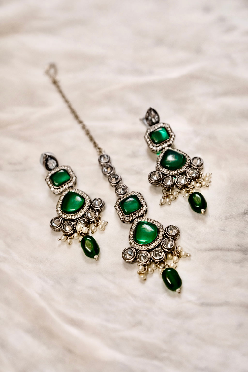 Emerald Green Parineeti Wedding Necklace Set