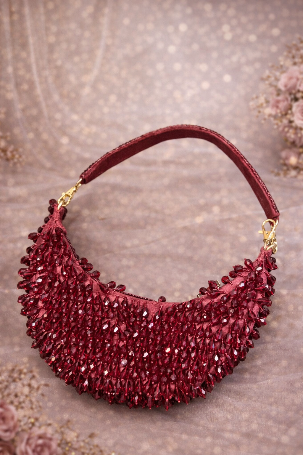 Siana Half Red Moon Crystal Evening Bag