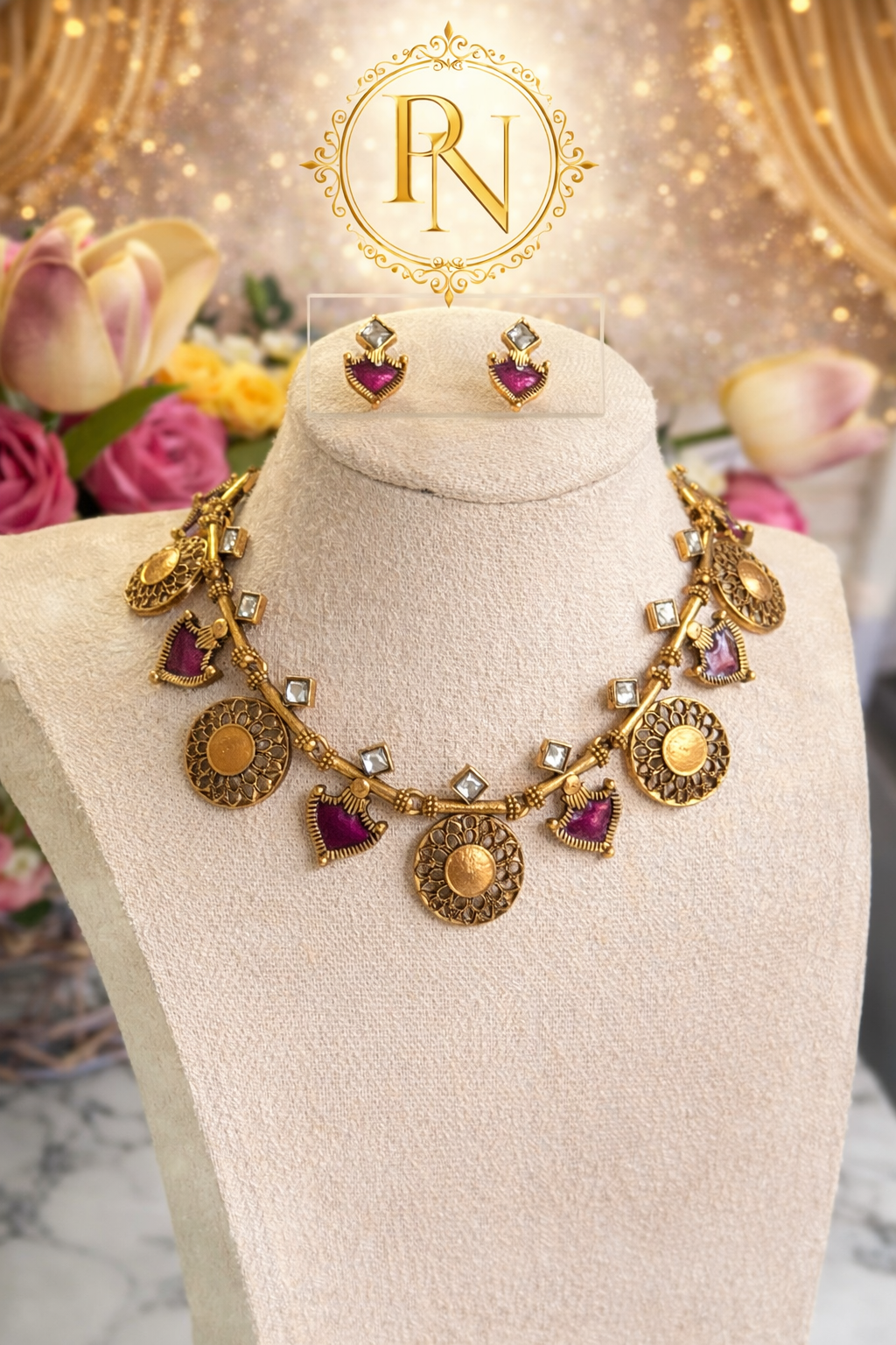 Afsara Purple Coin Necklace