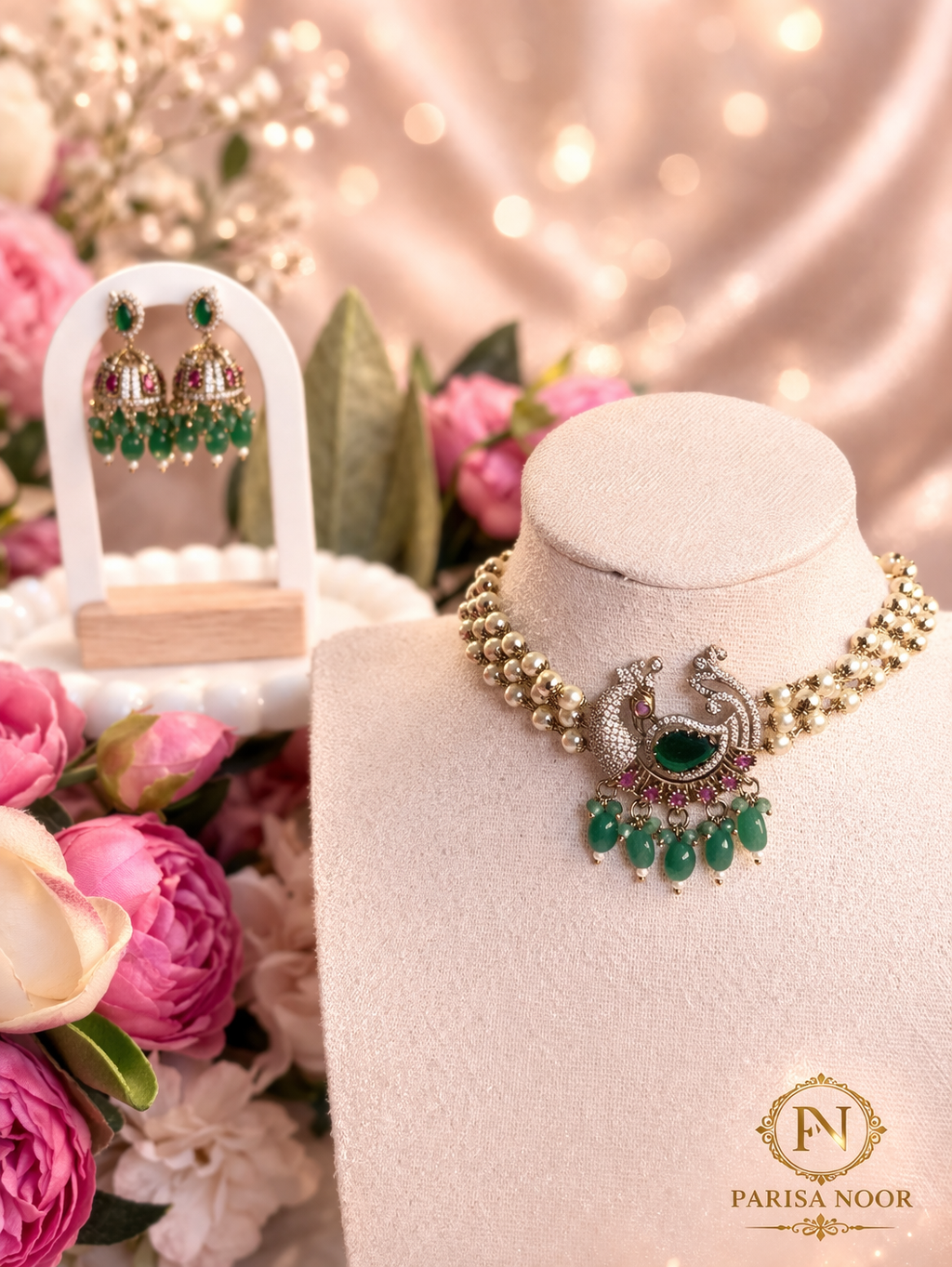 Noor Zariya Pearl Statement Choker Necklace Set
