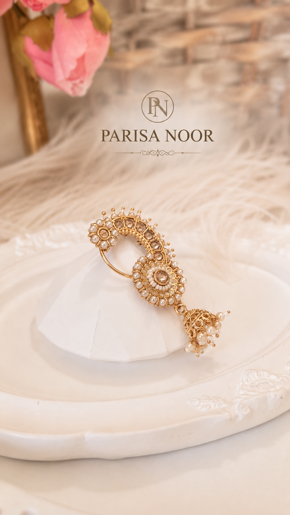 Farin Kundan Pearl Jhumka Nose Ring (Nath)