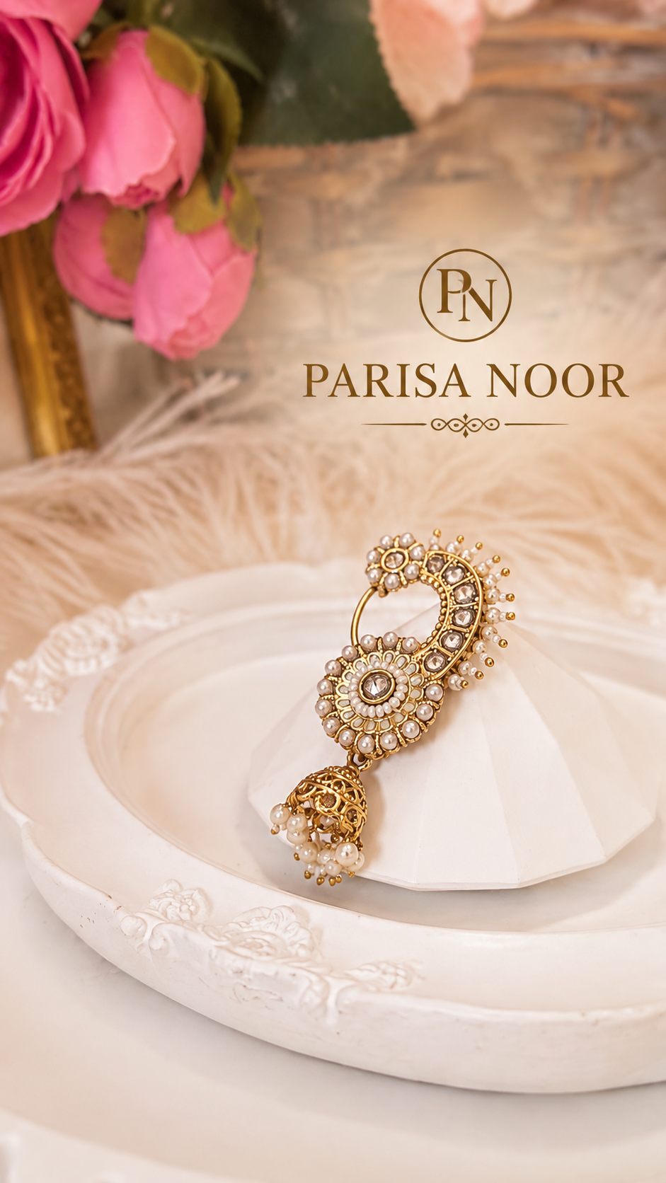 Farin Kundan Pearl Jhumka Nose Ring (Nath)