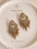 Raba Champagne Crystal Gold Fan Earrings