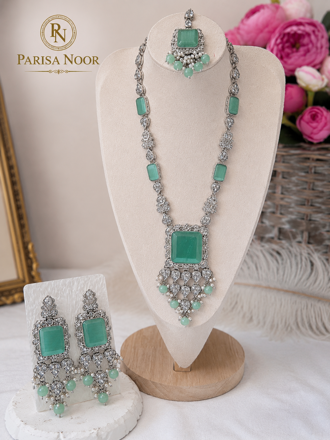 Aysel Mint Geeen Turkish Necklace Set
