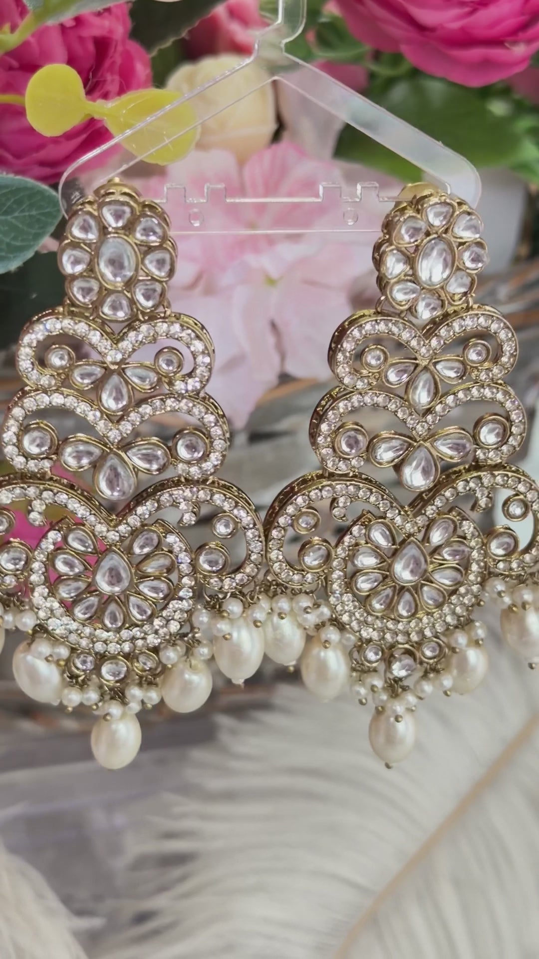 Avira Kundan Pearl Statement Earrings