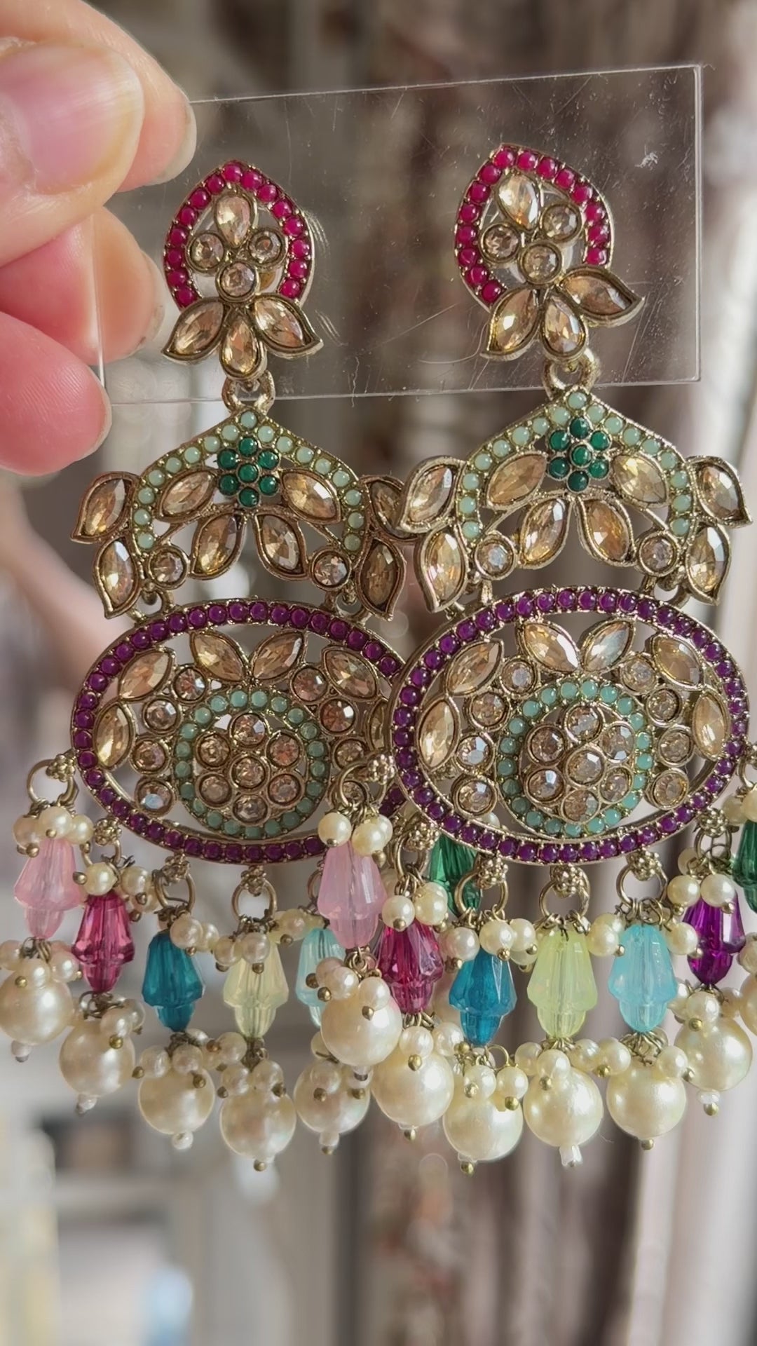 Tazmeen Turkish Multicolour Kundan Statement Earrings