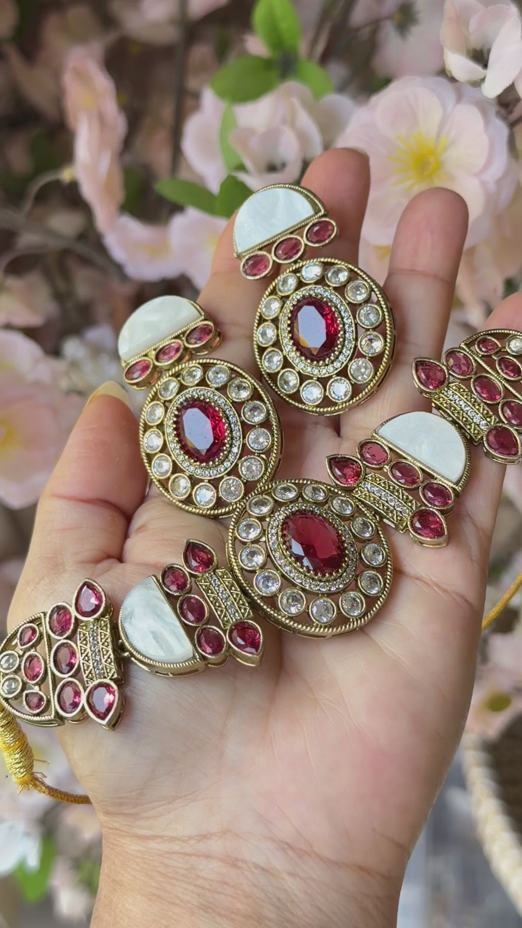 Rosalie Ruby Red Designer Choker Set