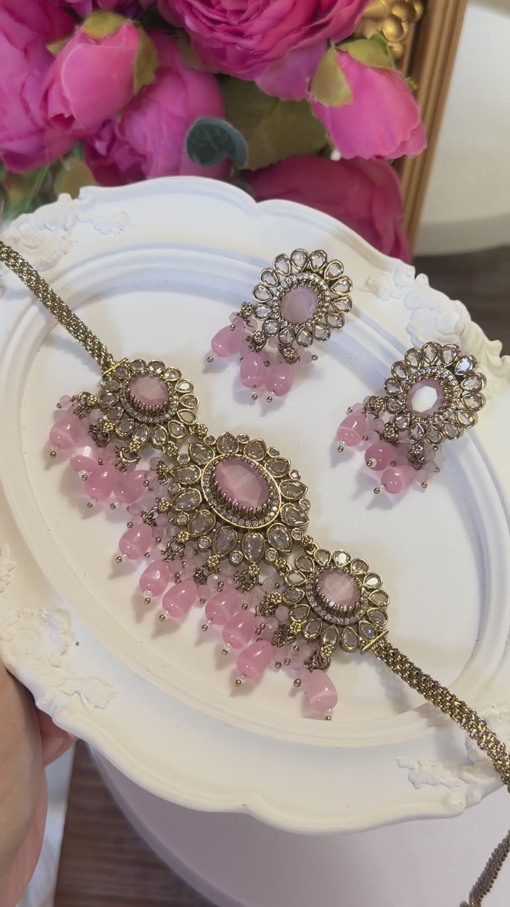 Radhika Pink Kundan Choker Set