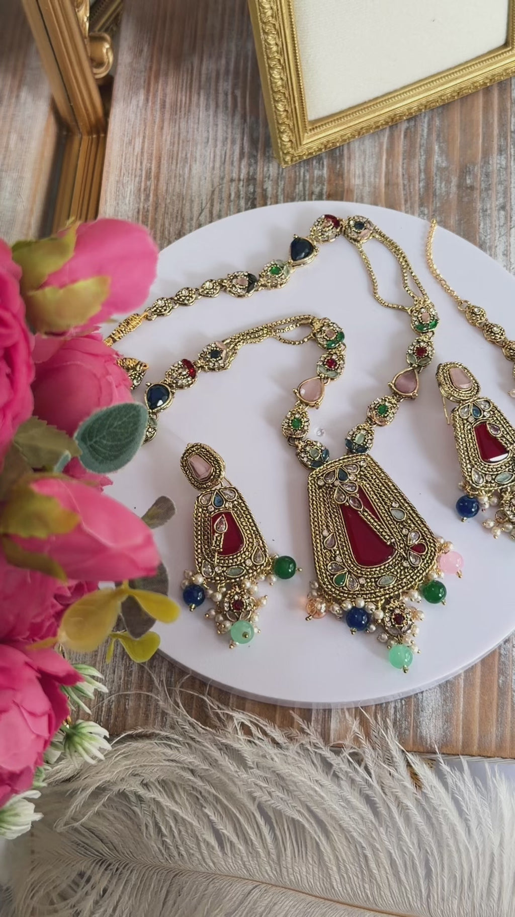 Mahveen Turkish Multicolour Long Necklace Set