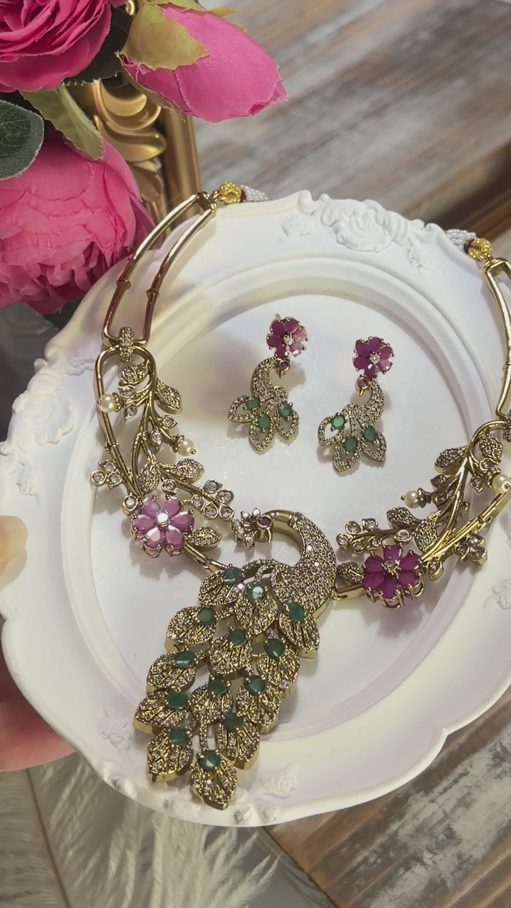 Mayura Blossom Victorian Designer Necklace Set