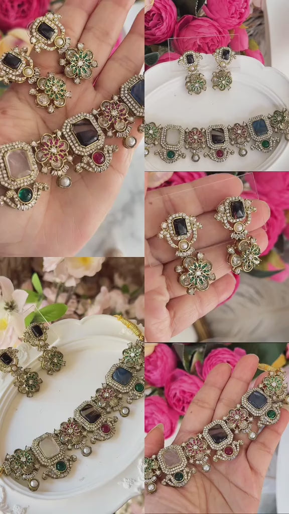 Zahvani Sabya-Inspired Multicolour Designer Choker Set
