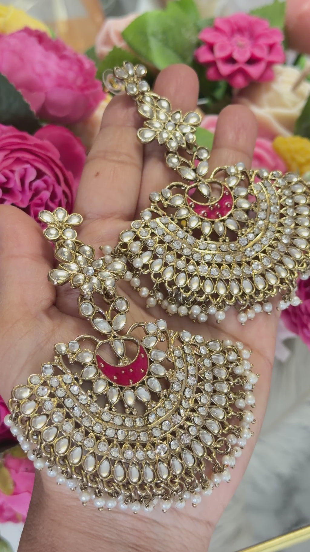 Zehara Half Moon Chandbali Earrings
