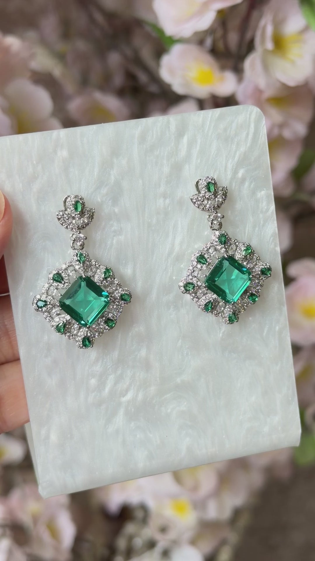 Roya Emerald Cubic Zirconia Drop Earrings