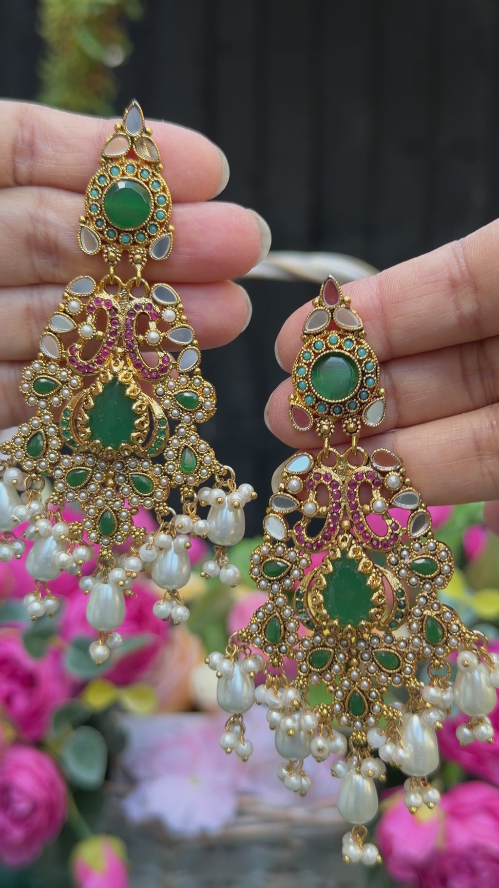 Esra Luxury Turkish Emerald Green Designer Earrings