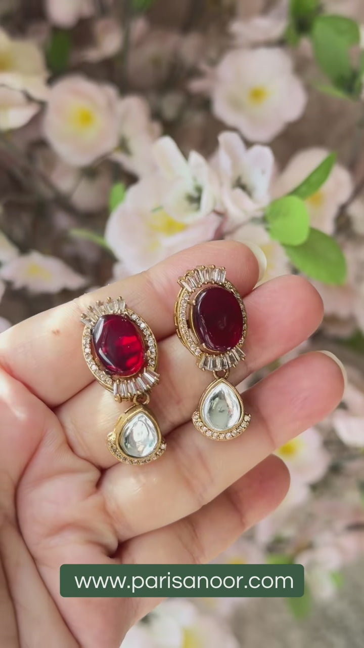 Zareefa Multicolour Waterfall Kundan Necklace Set