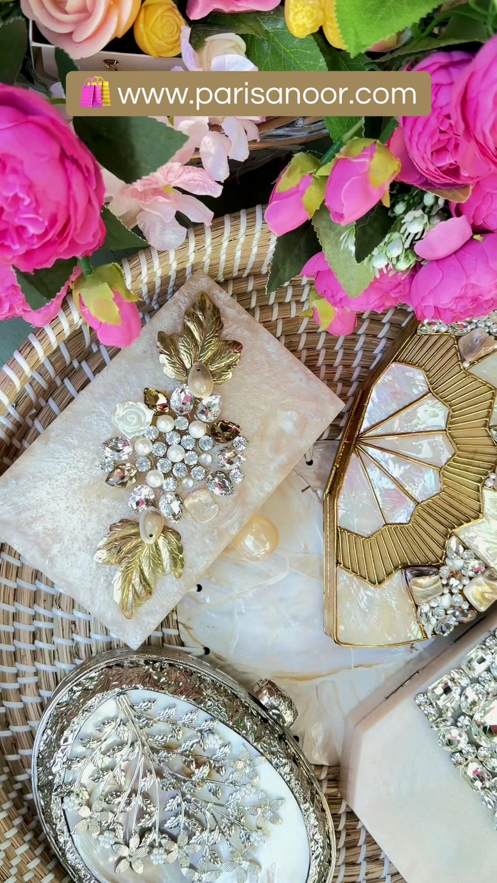 Ariana Beige Emblished Resin Clutch